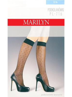 Podkolanówki damskie cienkie w kropki pl716 Marilyn